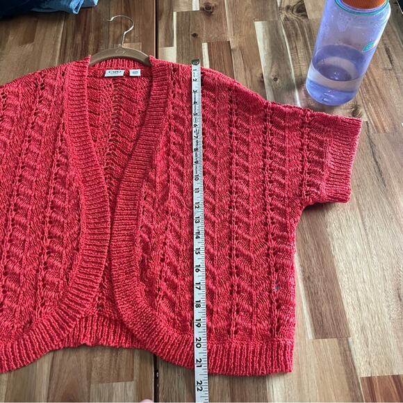 Plus Size Coral Open Cardigan Tangerine Tomato Open Weave  Size 22/24W - Picture 6 of 7